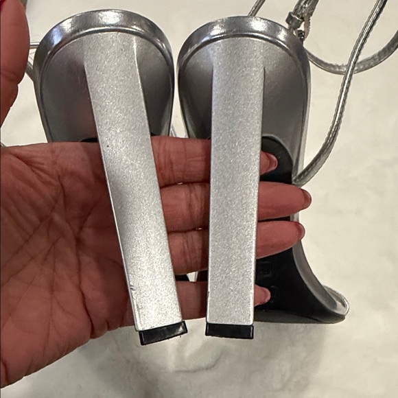 Nine West Metallic Silver Strappy Heels - Picture 5 of 5